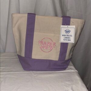 Trader Joe's Lavender-Trim Mini Canvas Tote Just released Spring 2026!